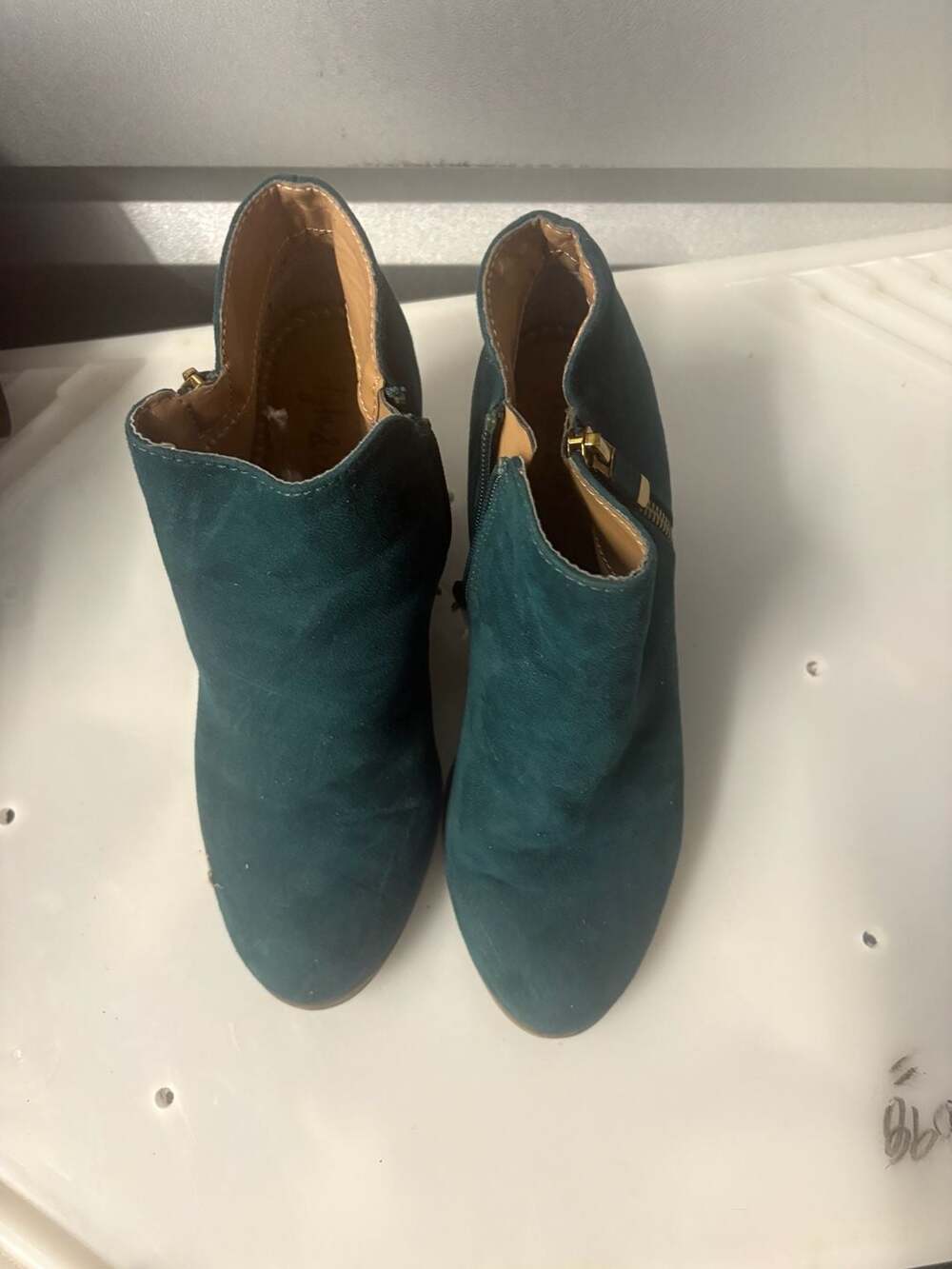 Style & Co Ankle Boots Size 5.5M Teal Blue Suede